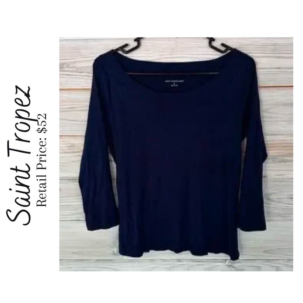 Saint Tropez West 3/4 Sleeve Blue Lagoon Top